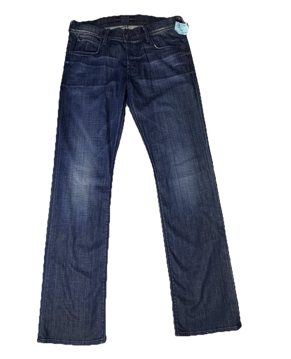 New Hudson Mens Medium Wash Denim Jeans Straight Leg 33 x 34 MSRP $198